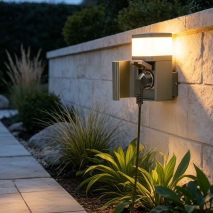 BRILAGI - Kültéri fali lámpa SCHUKO aljzattal PILLAR 1xG9/11W/230V IP44 szürke