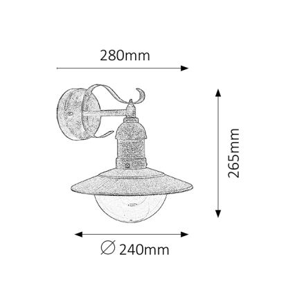 Brilagi - Kültéri fali lámpatest MOLDE 1xE27/60W/230V IP44 bronz/patina
