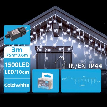 BRILAGI - Kültéri karácsonyi fényfüzér 1500xLED/12W/8 funkció 78m IP44 hideg fehér