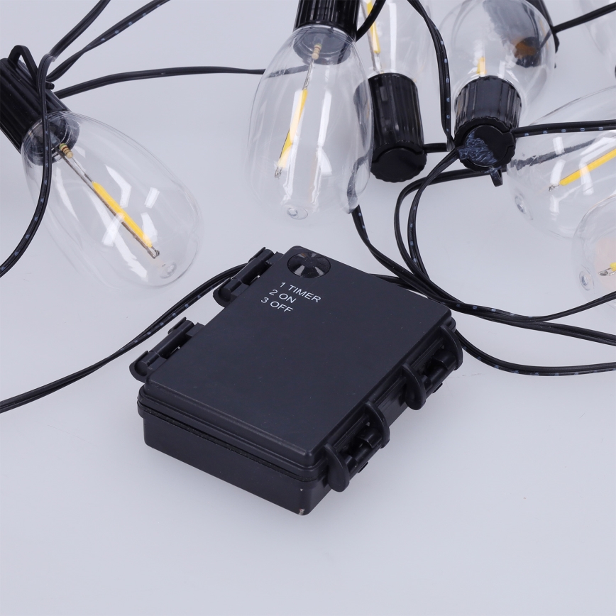 Brilagi - kültéri karácsonyi LED girland 10xLED/3xAA 3,2m IP44 meleg fehér