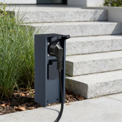 Brilagi - Kültéri konnektoros oszlop PILLAR 2Z SCHUKO 230V IP44 antracit