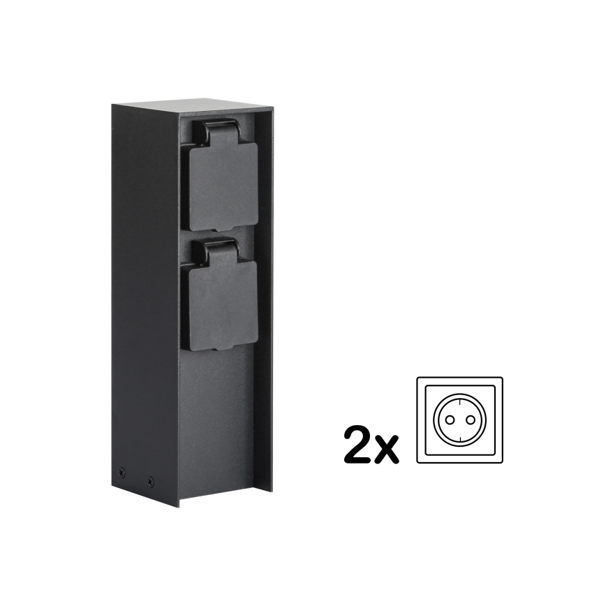 Brilagi - Kültéri konnektoros oszlop PILLAR 2Z SCHUKO 230V IP44 fekete