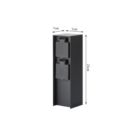 Brilagi - Kültéri konnektoros oszlop PILLAR 2Z SCHUKO 230V IP44 fekete