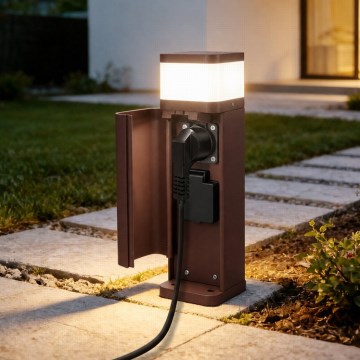 BRILAGI - Kültéri lámpa 2 aljzattal SCHUKO PILLAR 1xG9/11W/230V IP44 barna