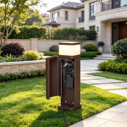 BRILAGI - Kültéri lámpa 2 aljzattal SCHUKO PILLAR 1xG9/11W/230V IP44 barna
