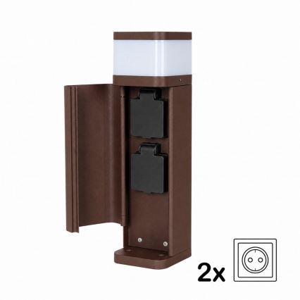 BRILAGI - Kültéri lámpa 2 aljzattal SCHUKO PILLAR 1xG9/11W/230V IP44 barna