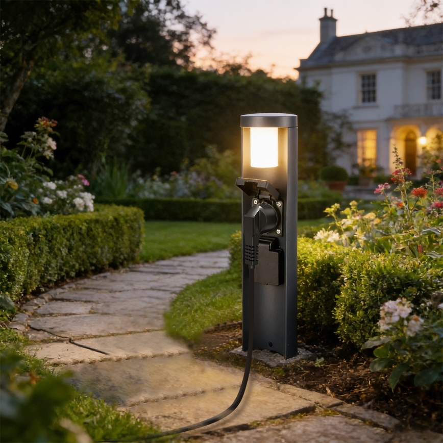 Brilagi - Kültéri lámpa 2 db SCHUKO aljzattal PILLAR 1xG9/11W/230V IP44 antracit