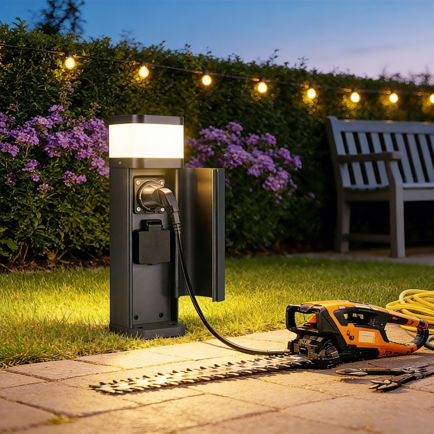 Brilagi - Kültéri lámpa 2 SCHUKO aljzattal PILLAR 1xG9/11W/230V IP44 antracit