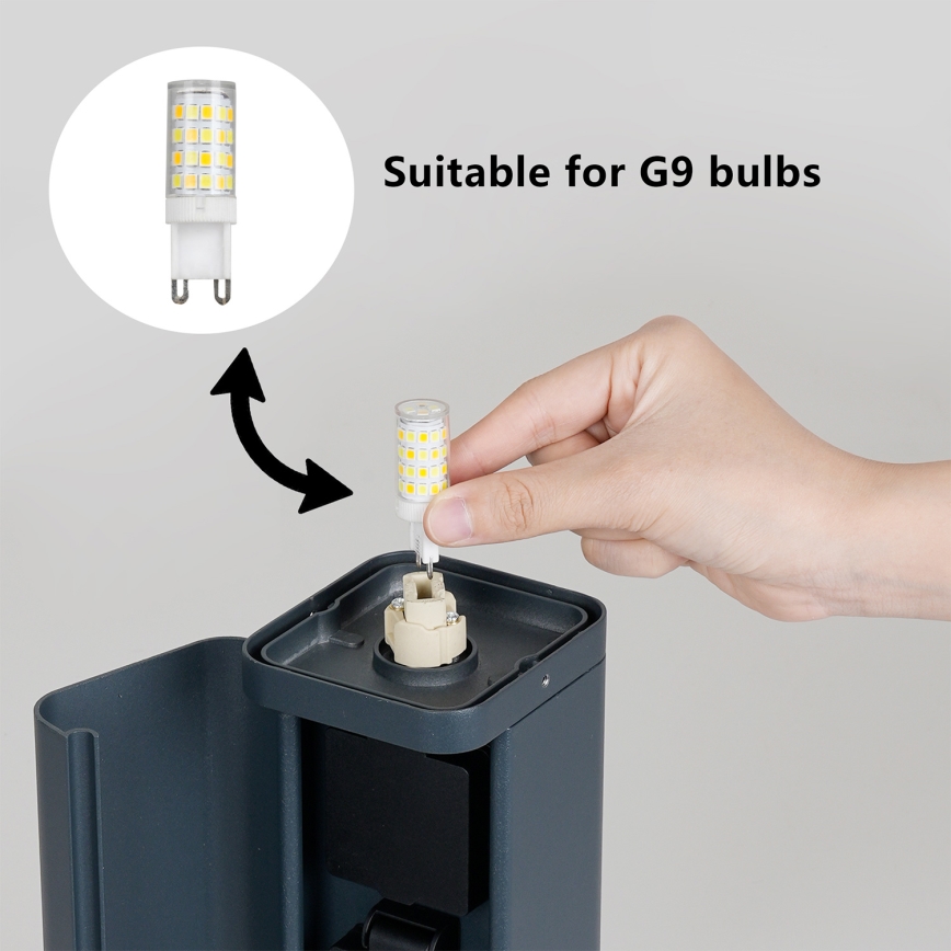 Brilagi - Kültéri lámpa 2 SCHUKO aljzattal PILLAR 1xG9/11W/230V IP44 antracit