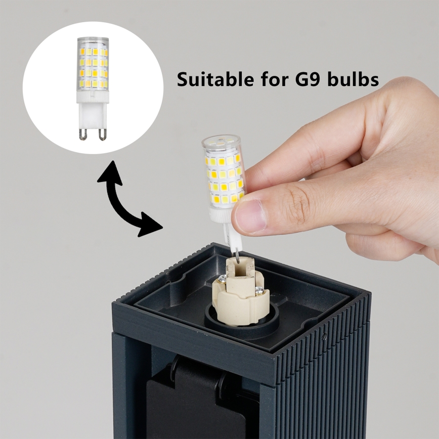 Brilagi -Kültéri lámpa 2 db SCHUKO aljzattal PILLAR 1xG9/11W/230V IP44 antracit