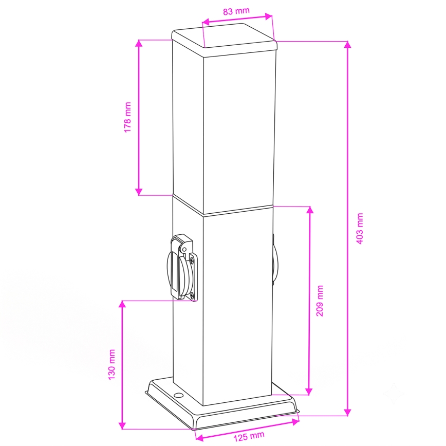 Brilagi - Kültéri lámpa 2 db SCHUKO aljzattal NOVA 1xE27/15W/230V 40 cm IP44 fekete