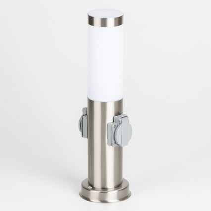 Brilagi - Kültéri lámpa 2 db SCHUKO aljzattal NOVA 1xE27/15W/230V 40 cm IP44 matt króm