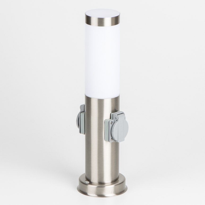 Brilagi - Kültéri lámpa 2 db SCHUKO aljzattal NOVA 1xE27/15W/230V 40 cm IP44 matt króm
