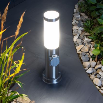 Brilagi - Kültéri lámpa 2 db SCHUKO aljzattal NOVA 1xE27/15W/230V 40 cm IP44 matt króm
