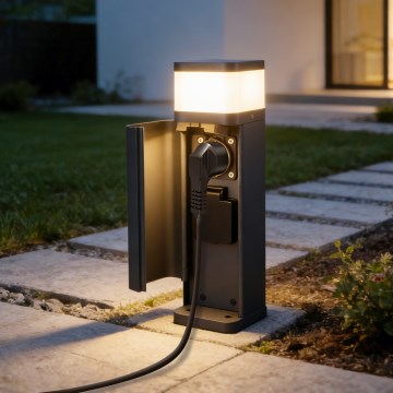 Brilagi - Kültéri lámpa 2 SCHUKO aljzattal PILLAR 1xG9/11W/230V IP44 antracit