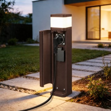BRILAGI - Kültéri lámpa 2 SCHUKO aljzattal PILLAR 1xG9/11W/230V IP44 barna