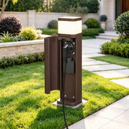 BRILAGI - Kültéri lámpa 2 SCHUKO aljzattal PILLAR 1xG9/11W/230V IP44 barna