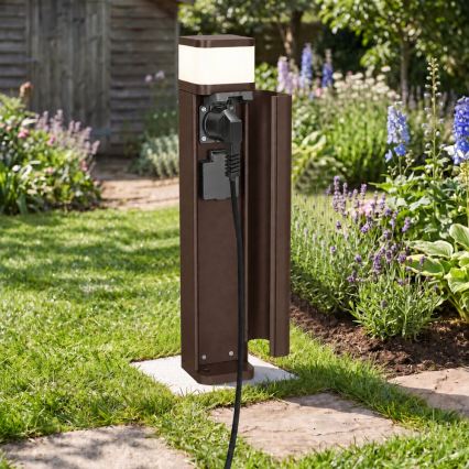 BRILAGI - Kültéri lámpa 2 SCHUKO aljzattal PILLAR 1xG9/11W/230V IP44 barna