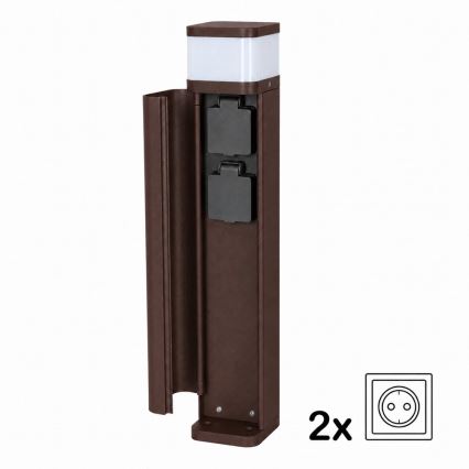 BRILAGI - Kültéri lámpa 2 SCHUKO aljzattal PILLAR 1xG9/11W/230V IP44 barna