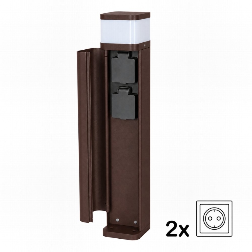 BRILAGI - Kültéri lámpa 2 SCHUKO aljzattal PILLAR 1xG9/11W/230V IP44 barna