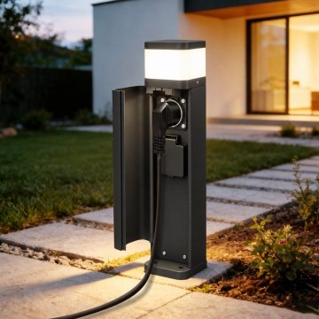 BRILAGI - Kültéri lámpa 2 SCHUKO aljzattal PILLAR 1xG9/11W/230V IP44 fekete