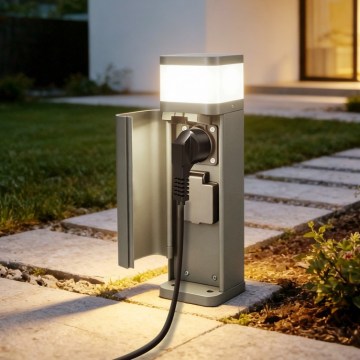 BRILAGI - Kültéri lámpa 2 SCHUKO aljzattal PILLAR 1xG9/11W/230V IP44 szürke