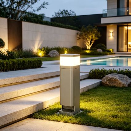 BRILAGI - Kültéri lámpa 2 SCHUKO aljzattal PILLAR 1xG9/11W/230V IP44 szürke