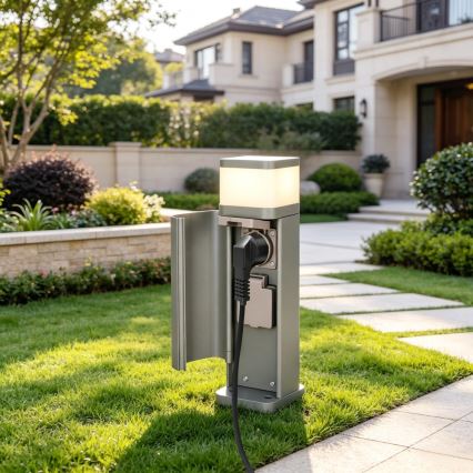BRILAGI - Kültéri lámpa 2 SCHUKO aljzattal PILLAR 1xG9/11W/230V IP44 szürke