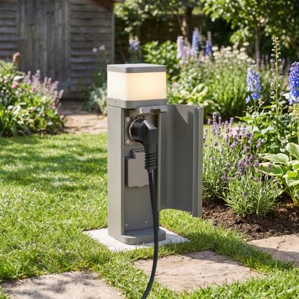 BRILAGI - Kültéri lámpa 2 SCHUKO aljzattal PILLAR 1xG9/11W/230V IP44 szürke