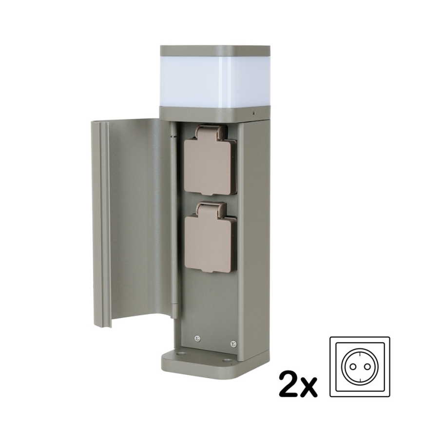 BRILAGI - Kültéri lámpa 2 SCHUKO aljzattal PILLAR 1xG9/11W/230V IP44 szürke
