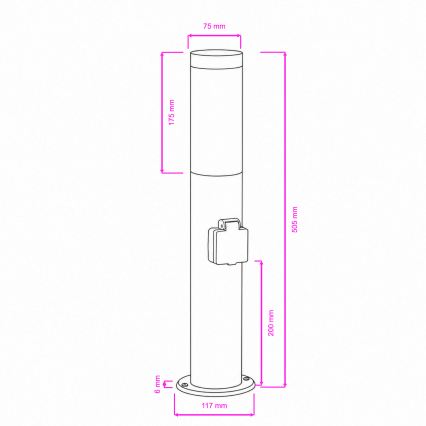 BRILAGI - ELIA kültéri lámpa aljzattal, 1xE27/20W/230V, IP44, 50 cm, matt króm