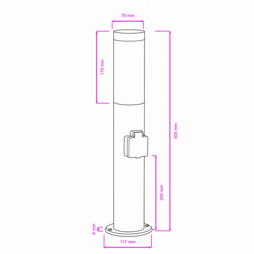 BRILAGI - ELIA kültéri lámpa aljzattal, 1xE27/20W/230V, IP44, 50 cm, matt króm