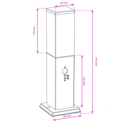 Brilagi - Kültéri lámpa érzékelővel NOVA 1xE27/15W/230V 40 cm IP44 fekete