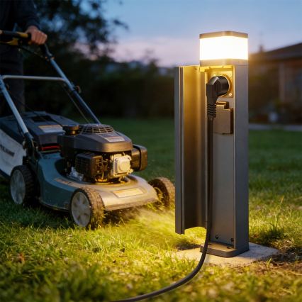 Brilagi - PILLAR kültéri lámpa 2 SCHUKO aljzattal, 1xG9/11W/230V, IP44, antracit