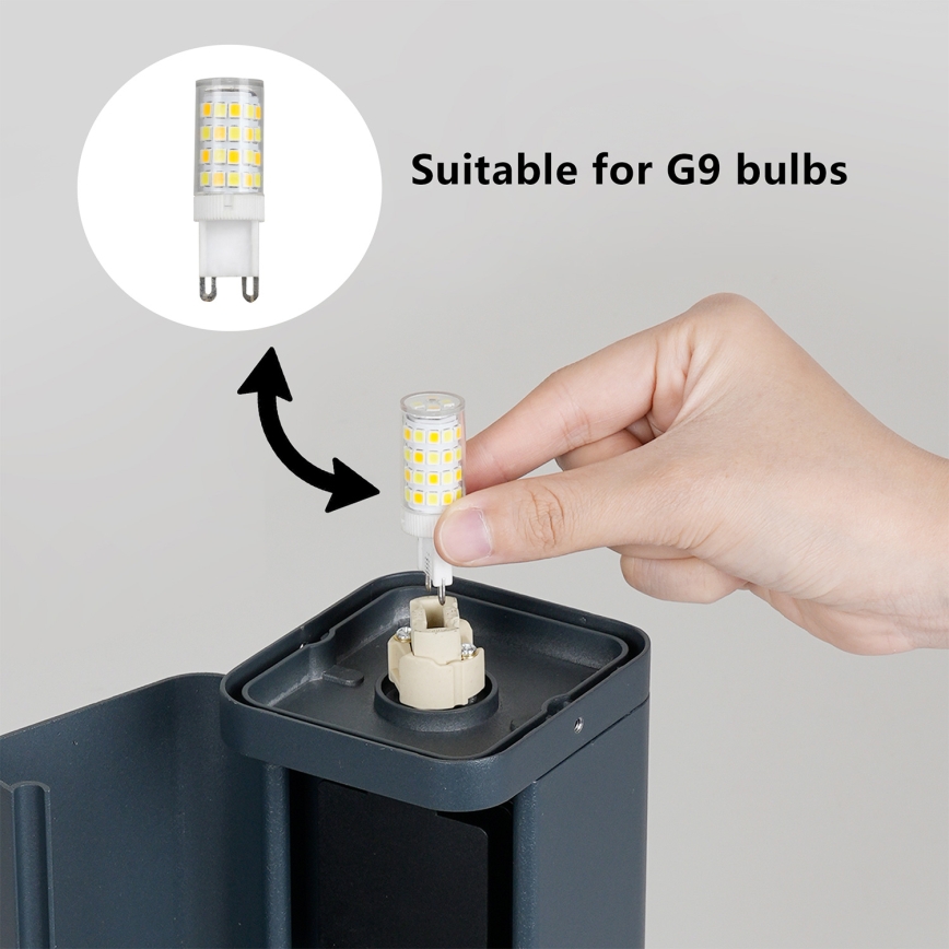 Brilagi - PILLAR kültéri lámpa 2 SCHUKO aljzattal, 1xG9/11W/230V, IP44, antracit