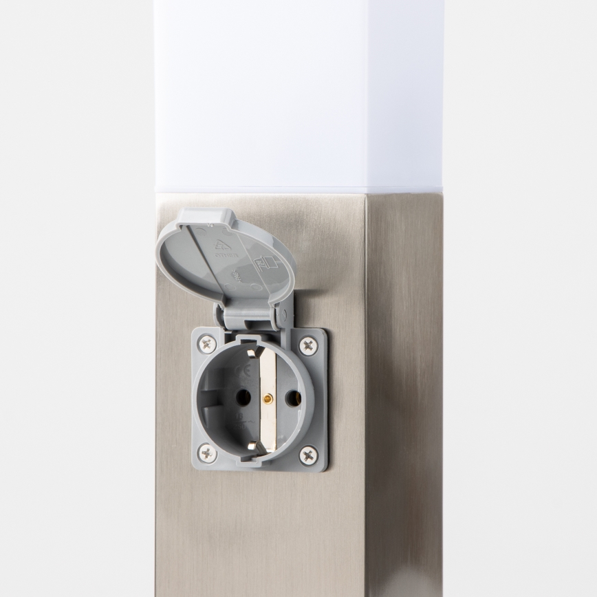 Brilagi - NOVA kültéri lámpa, 2 db SCHUKO aljzattal, 1xE27/15W/230V, 40 cm, IP44, matt króm