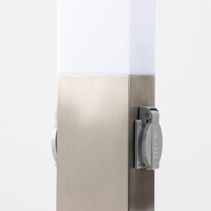 Brilagi - NOVA kültéri lámpa, 2 db SCHUKO aljzattal, 1xE27/15W/230V, 40 cm, IP44, matt króm