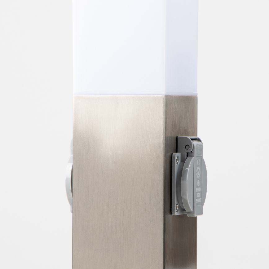Brilagi - NOVA kültéri lámpa, 2 db SCHUKO aljzattal, 1xE27/15W/230V, 40 cm, IP44, matt króm