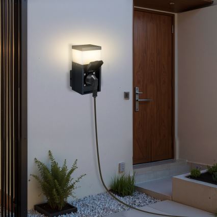 Brilagi - PILLAR kültéri fali lámpa Schuko aljzattal 1xG9/11W/230V IP44 antracit