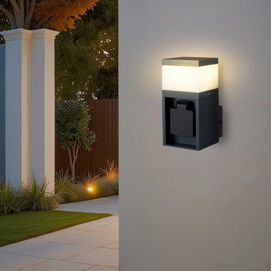Brilagi - PILLAR kültéri fali lámpa Schuko aljzattal 1xG9/11W/230V IP44 antracit