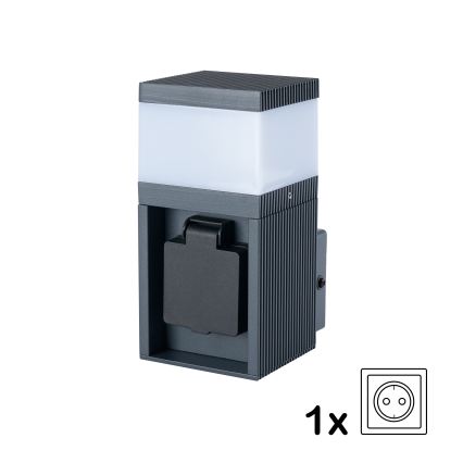 Brilagi - PILLAR kültéri fali lámpa Schuko aljzattal 1xG9/11W/230V IP44 antracit