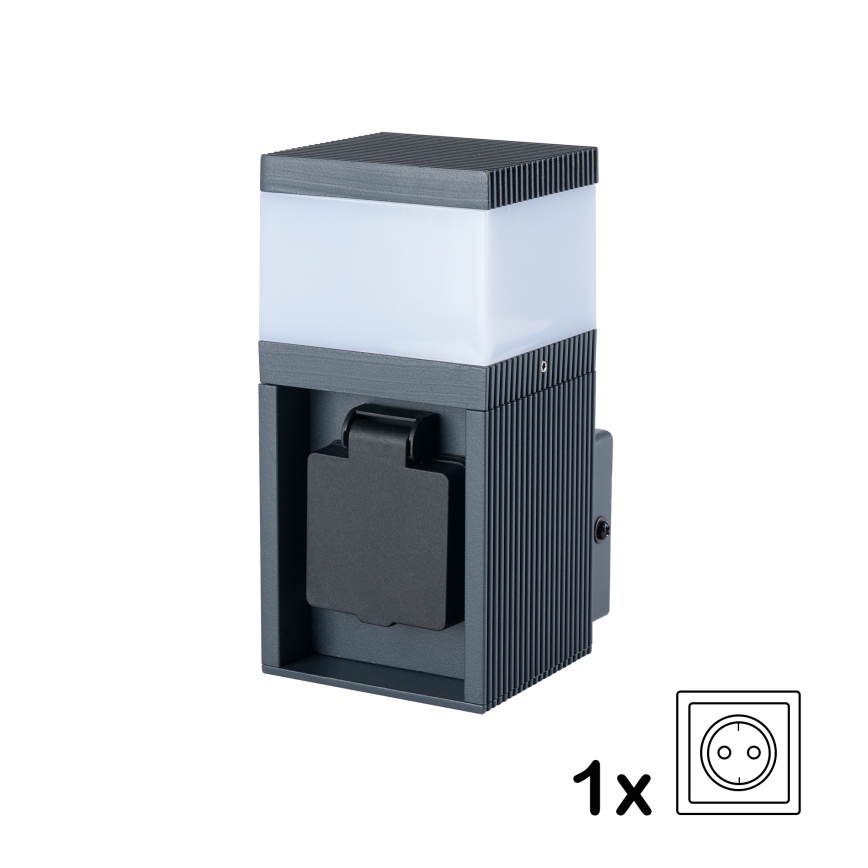 Brilagi - PILLAR kültéri fali lámpa Schuko aljzattal 1xG9/11W/230V IP44 antracit