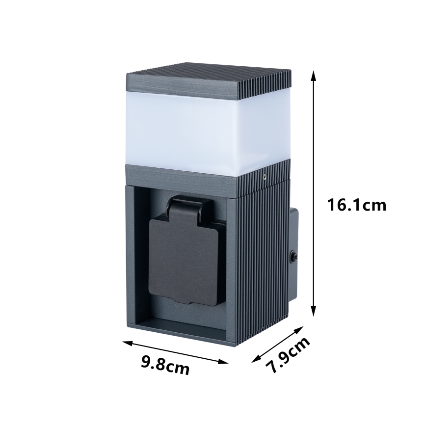 Brilagi - PILLAR kültéri fali lámpa Schuko aljzattal 1xG9/11W/230V IP44 antracit