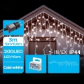 Brilagi - Kültéri LED fényfüzér, 200 LED, 8 üzemmód, 13x0,6m, IP44, hideg fehér