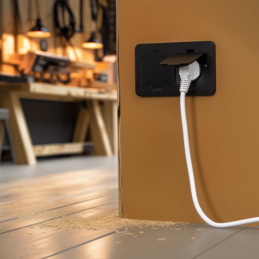 Brilagi - Kültéri padlóba építhető dupla aljzat, IP55, fekete, téglalap alakú