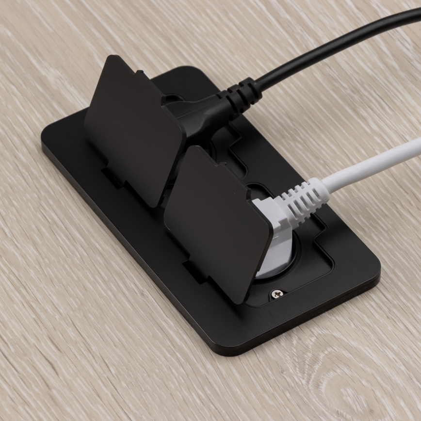 Brilagi - Kültéri padlóba építhető dupla aljzat, IP55, fekete, téglalap alakú