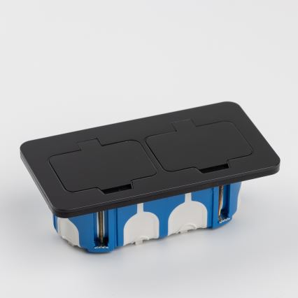Brilagi - Kültéri padlóba építhető dupla aljzat, IP55, fekete, téglalap alakú