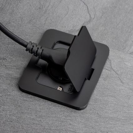 Brilagi - Kültéri padlóba építhető konnektor IP55 fekete téglalap alakú