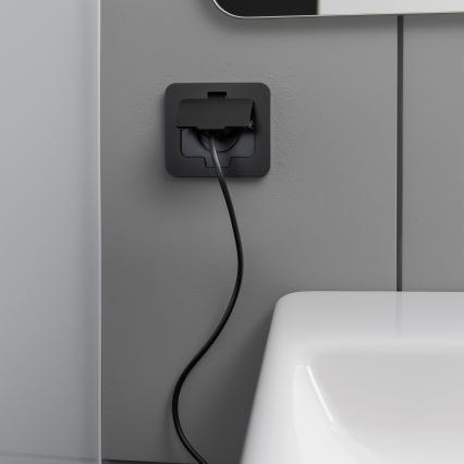 Brilagi - Kültéri padlóba építhető konnektor IP55 fekete téglalap alakú