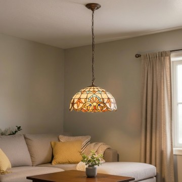 Brilagi - Láncon függő Tiffany-vitrázs csillár MIRABELLA 1xE27/60W/230V Ø 40 cm